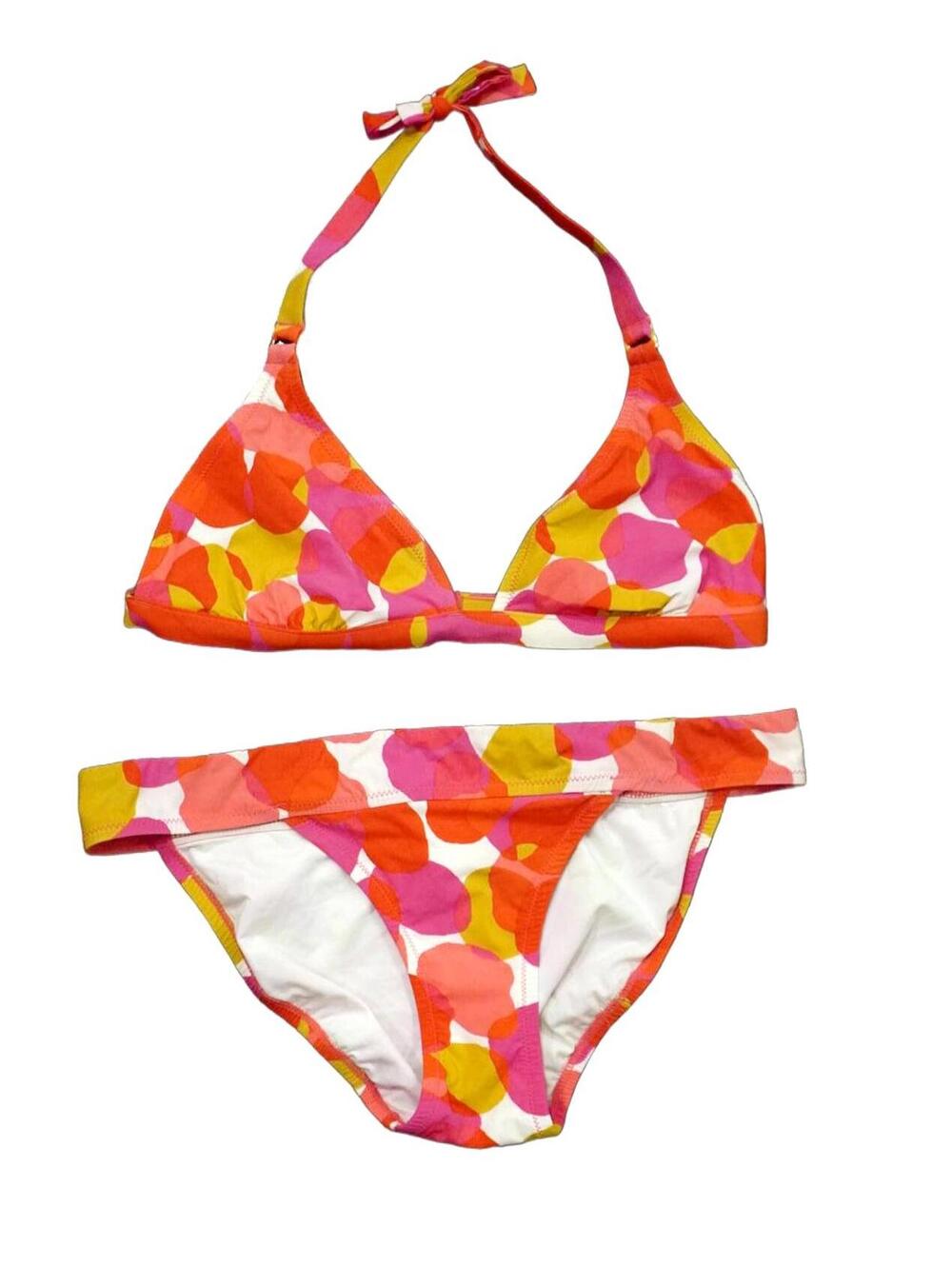 J.Crew 2000s Y2K Bikini Swimsuit Set Size M Geometric Dot Print Halter 2 Piece